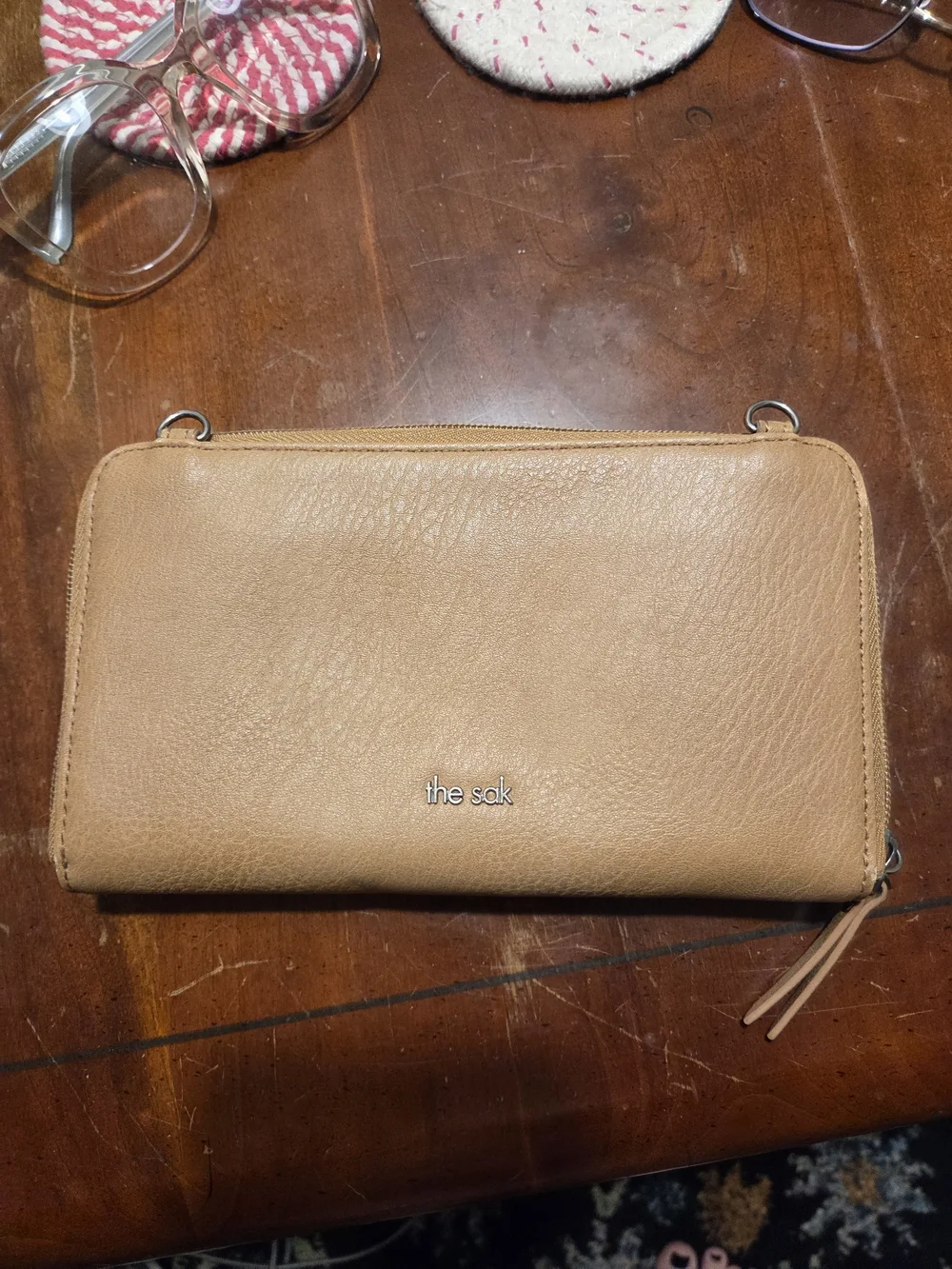 The Sak Multicolor Woven Zip Wallet with Tan Trim